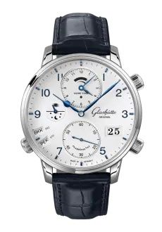 Glashütte Original - 1-89-02-03-02-61  Senator Cosmopolite Stainless Steel / Silver-Arabic / Alligator - Folding