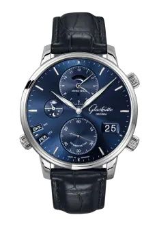 Glashütte Original - 1-89-02-05-02-61  Senator Cosmopolite Stainless Steel / Blue / Alligator / Folding