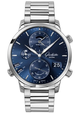 Glashütte Original - 1-89-02-05-02-70  Senator Cosmopolite Stainless Steel / Blue / Bracelet