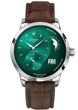 Glashütte Original - 1-90-02-13-32-02  PanoMatic Lunar Stainless Steel / Green / Alligator / Pin