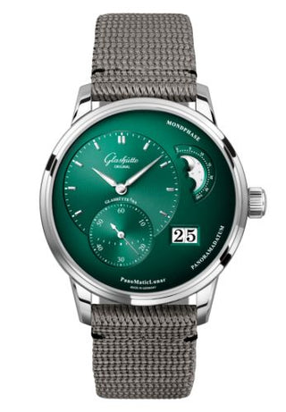 Glashütte Original - 1-90-02-13-32-36  PanoMatic Lunar Stainless Steel / Green / Synthetic