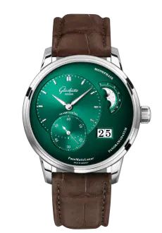 Glashütte Original - 1-90-02-13-32-62  PanoMatic Lunar Stainless Steel / Green / Alligator / Folding