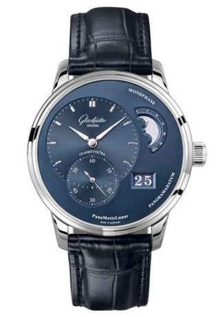 Glashütte Original - 1-90-02-46-32-01  PanoMatic Lunar Stainless Steel / Blue / Alligator / Pin