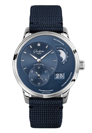 Glashütte Original - 1-90-02-46-32-34  PanoMatic Lunar Stainless Steel / Blue / Synthetic