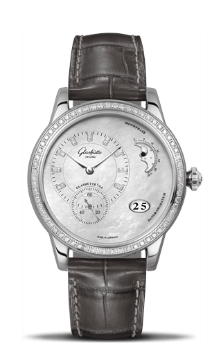 Glashütte Original - 1-90-12-01-12-02  PanoMatic Luna Stainless Steel / Diamond / MOP / Alligator / Pin