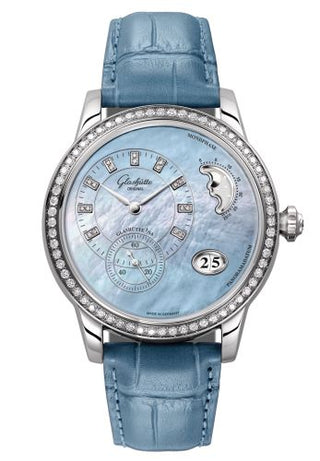 Glashütte Original - 1-90-12-03-12-02  PanoMatic Luna Stainless Steel / Diamond / Blue MOP / Alligator / Pin