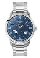 Glashütte Original Senator Perpetual Calendar Stainless Steel / Blue / Alligator / Folding (100-02-07-12-70)