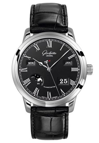 Glashütte Original - 100-02-25-12-01  Senator Perpetual Calendar Stainless Steel / Black / Alligator / Pin