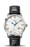 Glashütte Original - 100-03-32-42-04  Senator Panorama Date Stainless Steel / Silver / Alligator / Folding