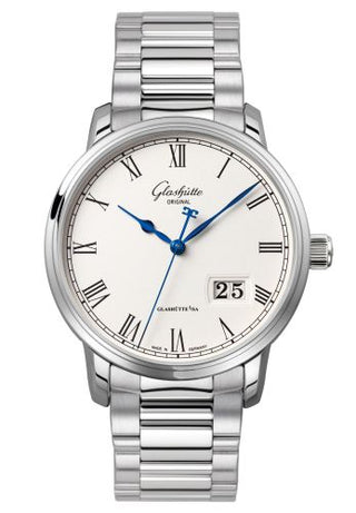 Glashütte Original - 100-03-32-42-14  Senator Panorama Date Stainless Steel / Silver / Bracelet