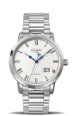 Glashütte Original - 100-03-32-42-14  Senator Panorama Date Stainless Steel / Silver / Bracelet