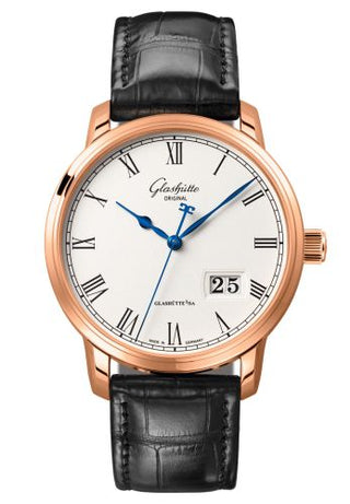 Glashütte Original - 100-03-32-45-01  Senator Panorama Date Red Gold / Silver / Alligator / Pin