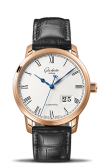 Glashütte Original - 100-03-32-45-04  Senator Panorama Date Red Gold / Silver / Alligator / Folding