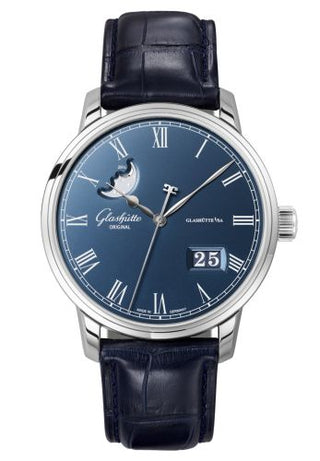 Glashütte Original - 100-04-05-12-01  Senator Panorama Date Moonphase Stainless Steel / Blue / Alligator / Pin