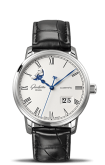 Glashütte Original - 100-04-32-12-04  Senator Panorama Date Moon Phase Stainless Steel / Silver / Alligator / Folding