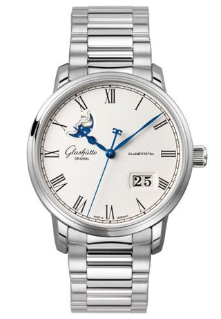 Glashütte Original - 100-04-32-12-14  Senator Panorama Date Moon Phase Stainless Steel / Silver / Bracelet