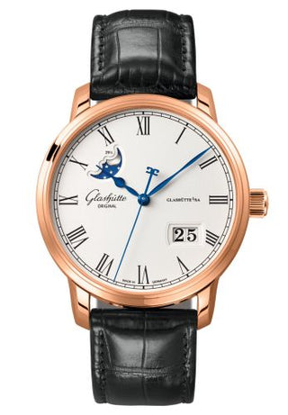 Glashütte Original - 100-04-32-15-01  Senator Panorama Date Moon Phase Red Gold / Silver / Alligator / Pin