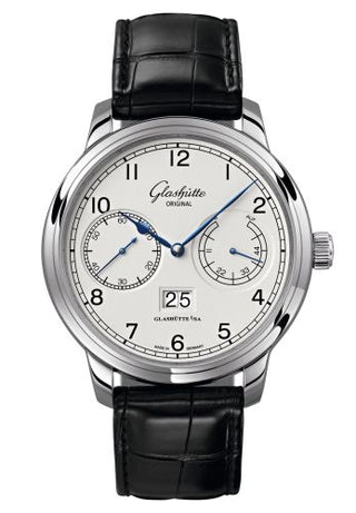 Glashütte Original - 100-14-05-02-01  Senator Observer Stainless Steel / Silver / Alligator / Pin