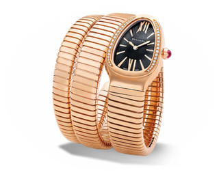 Bulgari - 101814  Serpenti Tubogas Pink Gold Black Diamond Double Tour