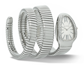 Bulgari - 101910  Serpenti Tubogas Silver Diamond Double Tour