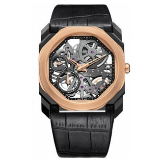 Bulgari - 102469  Octo Finissimo Skeleton DLC / Rose Gold / Alligator