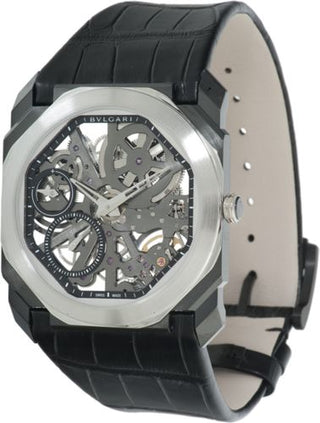 Bulgari - 102636  Octo Finissimo Skeleton DLC / Platinum / Alligator