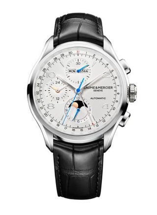 Baume & Mercier - 10278  Clifton Chronograph Complete Calendar Stainless Steel / Silver / Strap