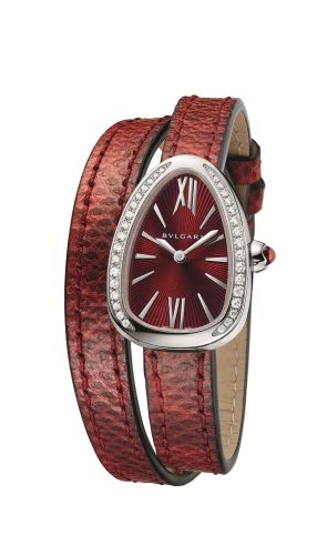 Bulgari - 102780  Serpenti Skin Stainless Steel / Diamond / Red