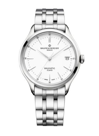 Baume & Mercier - 10400  Clifton Baumatic Stainless Steel / White / Bracelet