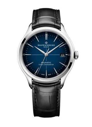 Baume & Mercier - 10467  Clifton Baumatic Stainless Steel / Blue / Strap / COSC