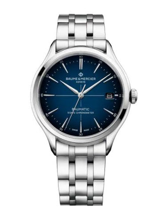 Baume & Mercier - 10468  Clifton Baumatic Stainless Steel / Blue / Bracelet / COSC