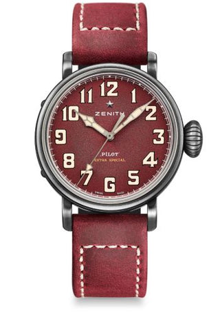 Zenith - 11.1940.679/94.C814  Pilot Type 20 Extra Special 40 Aged Stainless Steel / Burgundy