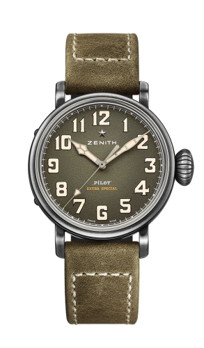 Zenith - 11.1943.679/63.C800  Pilot Type 20 Special Edition Aged Stainless Steel / Green