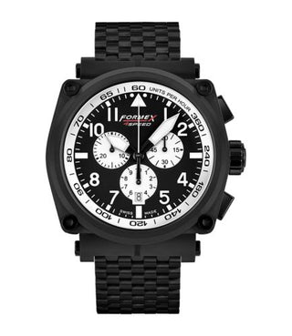 Formex - 1100.4.3014.110  Pilot Quartz Chronograph PVD / Black - White / Bracelet