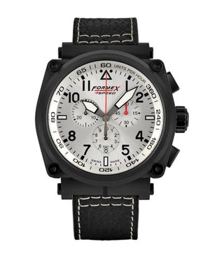 Formex - 1100.4.3044.213  Pilot Quartz Chronograph PVD / Silver / Calf