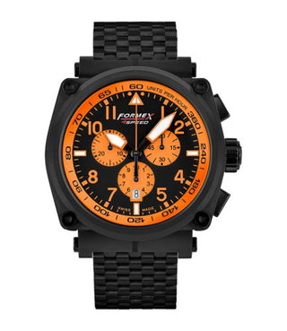 Formex - 1100.4.3064.110  Pilot Quartz Chronograph PVD / Black - Orange / Bracelet