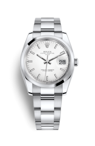 Rolex - 115200-0008  Oyster Perpetual Date 34 Stainless Steel Domed / Oyster / White