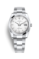 Rolex Oyster Perpetual Date 34 Stainless Steel Fluted / Oyster / Silver Arabic (115200-0008)