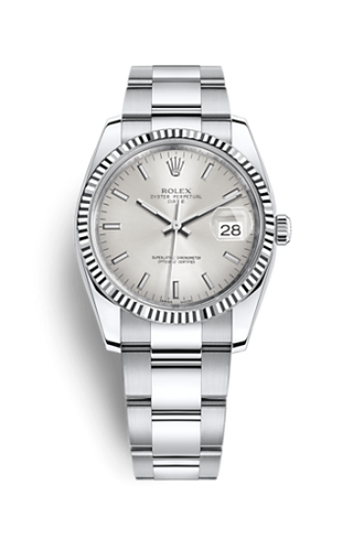 Rolex - 115234-0005  Oyster Perpetual Date 34 Stainless Steel Fluted / Oyster / Silver