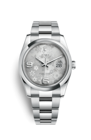 Rolex - 116200-0071  Datejust 36 Stainless Steel Domed / Oyster / Silver Floral