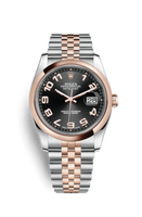 Rolex Datejust 36 Rolesor Everose Domed / Jubilee / Black Roman (116201-0069)