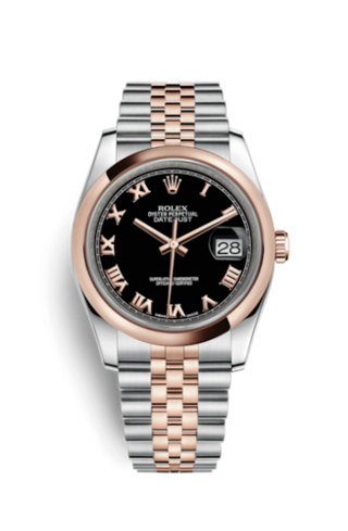 Rolex - 116201-0073  Datejust 36 Rolesor Everose Domed / Jubilee / Black Roman