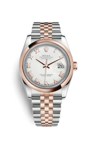 Rolex - 116201-0074  Datejust 36 Rolesor Everose Domed / Jubilee / White Roman