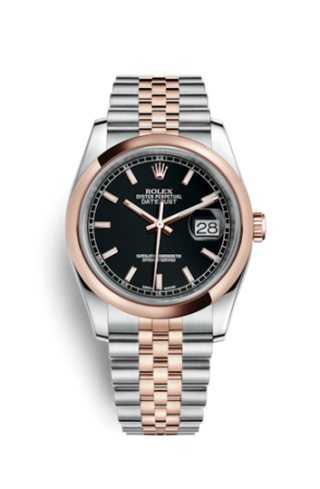 Rolex - 116201-0075  Datejust 36 Rolesor Everose Domed / Jubilee / Black