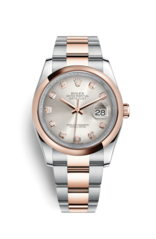 Rolex - 116201-0080  Datejust 36 Rolesor Everose Domed / Oyster / Silver Diamond