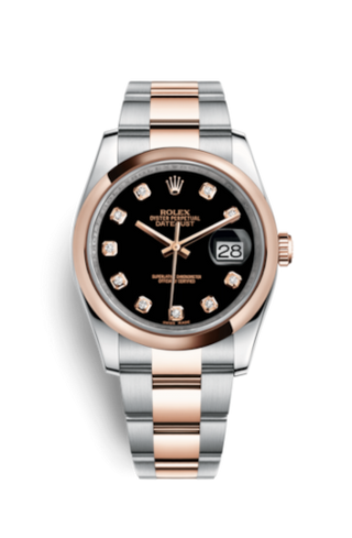 Rolex - 116201-0083  Datejust 36 Rolesor Everose Domed / Oyster / Black Diamond