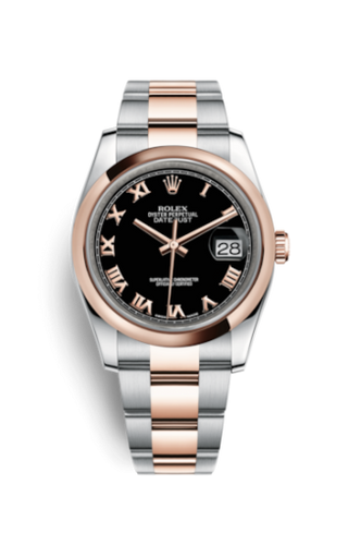 Rolex - 116201-0092  Datejust 36 Rolesor Everose Domed / Oyster / Black Roman