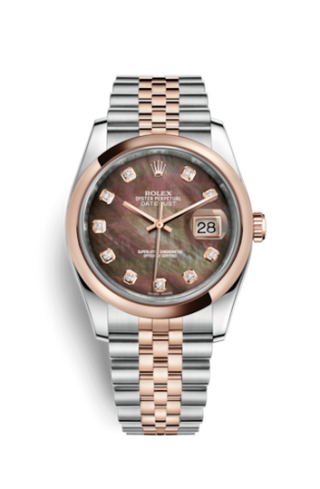 Rolex - 116201-0098  Datejust 36 Rolesor Everose Domed / Jubilee / Black  MOP