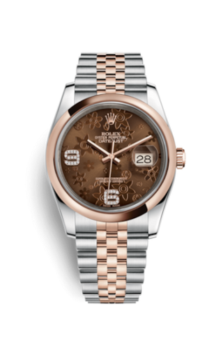 Rolex - 116201-0104  Datejust 36 Rolesor Everose Domed / Jubilee / Chocolate Floral