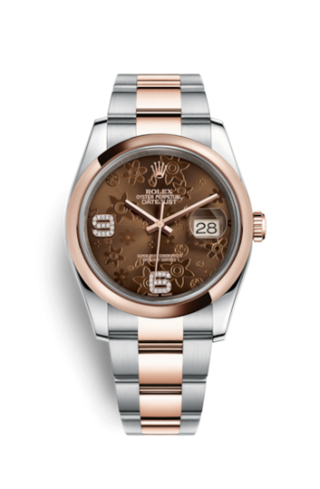 Rolex - 116201-0105  Datejust 36 Rolesor Everose Domed / Oyster / Chocolate Floral